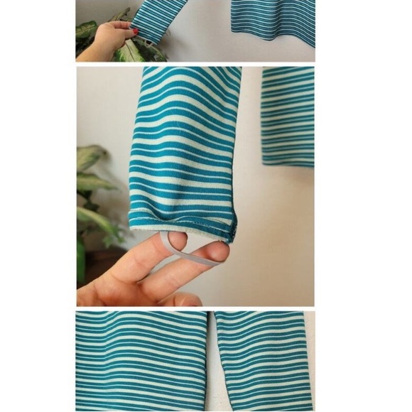 Patagonia Teal and White Striped Long Sleeve Tee - Picture 4 of 5